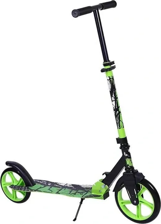 Trotineta copii si adolescenti NOVOKIDS™ Funky Camo PRO, Maxim 100 kg, Functie Super Brake, Diametru roata fata 230 mm, Verde Camuflaj