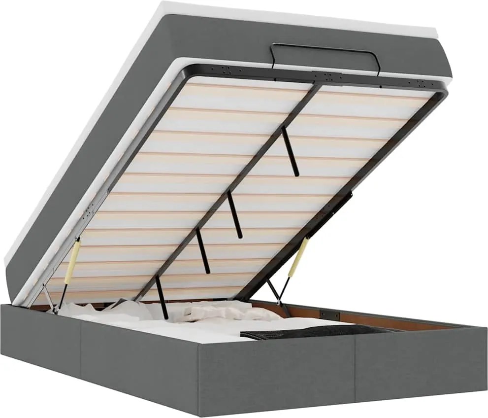 vidaXL Cadru pat otoman cu saltea țesătură gri închis 120x190 cm