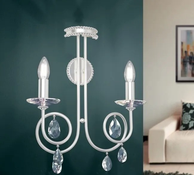 Aplica perete stil clasic cu cristale Swarovski Giada argintiu mat