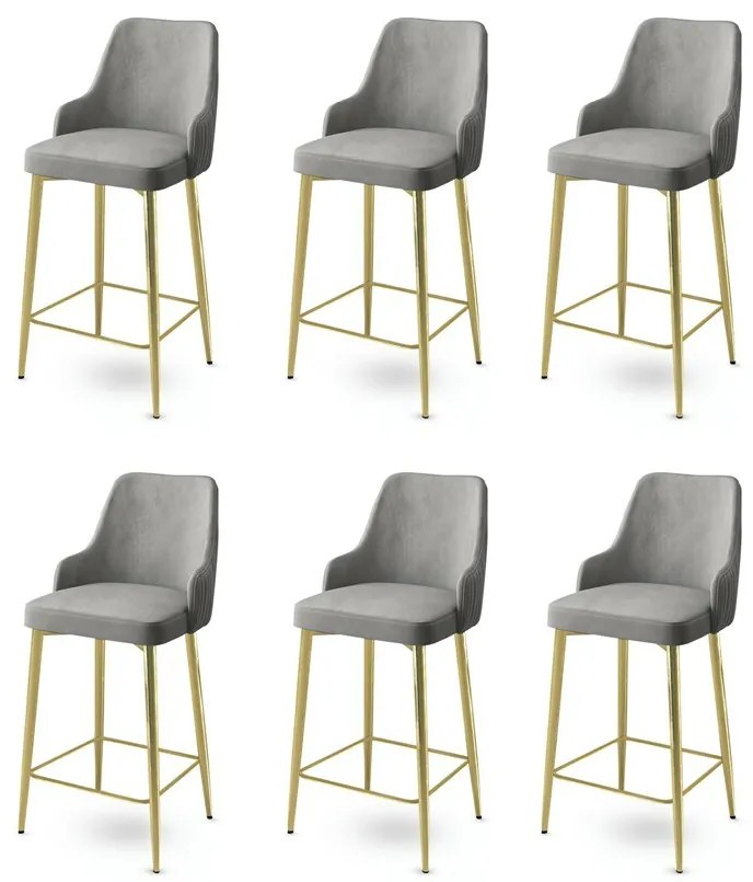 Set de scaune de bar Enox Grey and Gold, 6 buc.
