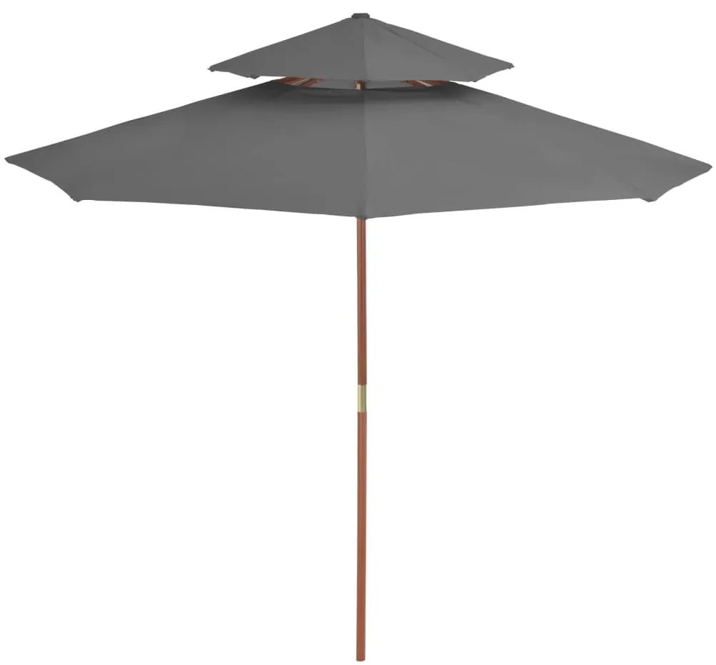 Umbrela de soare dubla, stalp din lemn, 270 cm, antracit Antracit