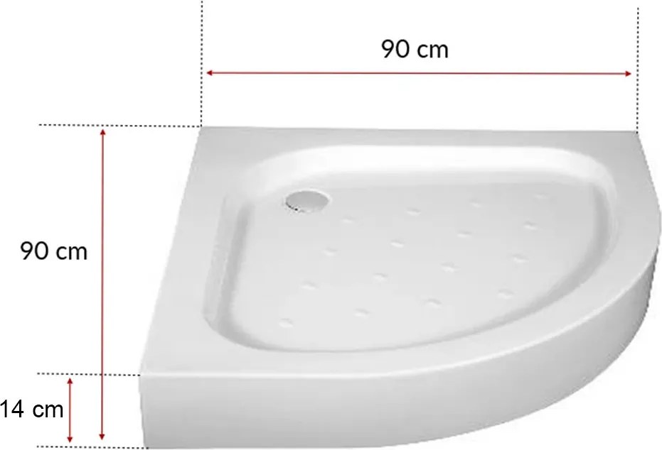 Cădiță de duș acrilică curbată Klonberg 90x90