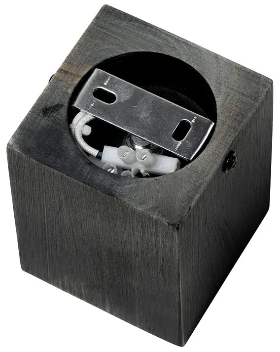 Spotlight rustic din lemn negru - Bloc