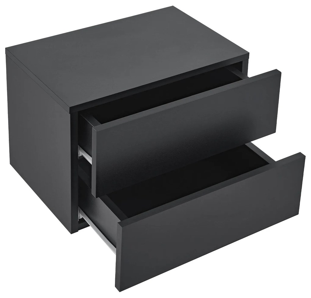 Noptiera 40x29x30 cm cu 2 sertare, neagra