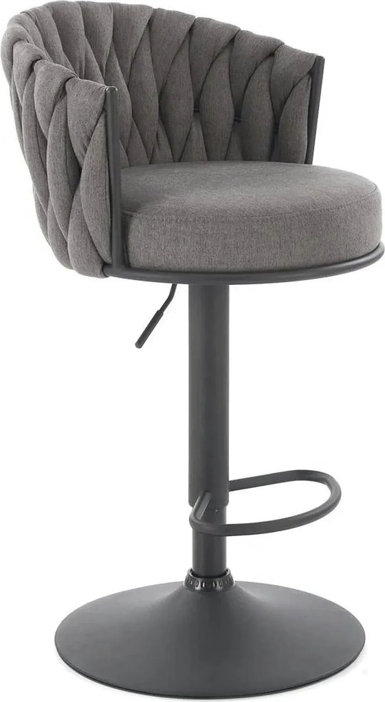 Scaun bar textil H125, gri - Nea 15, stofa clasica/otel, 53x54x90/105