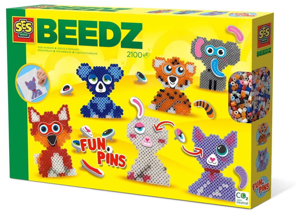 Set creativ Beedz - Margele de calcat Funpins animale