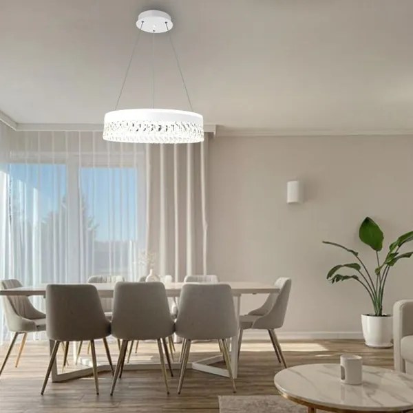 Lustră LED dimabilă pe cablu LED/90W/230V 3000-6500K alb + telecomandă