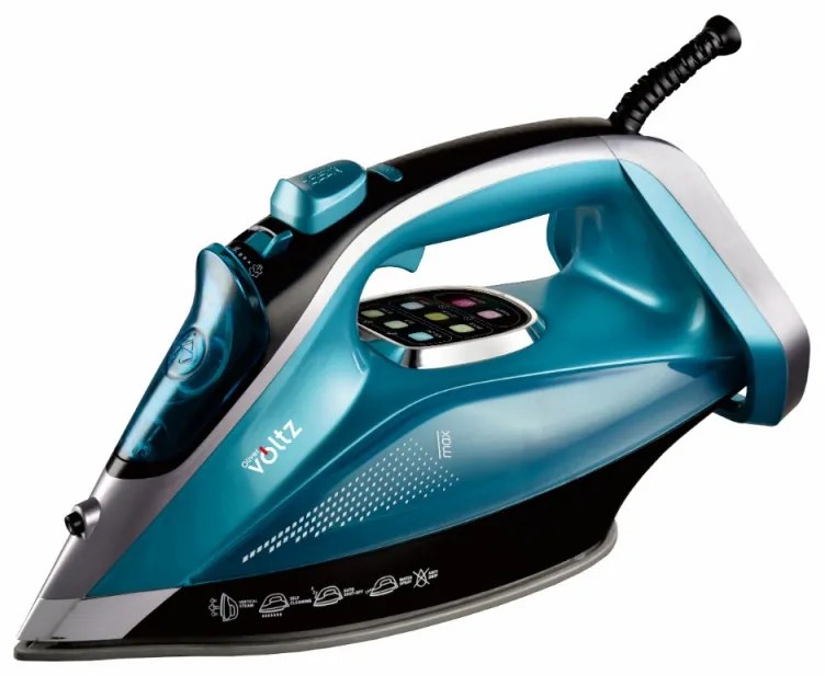 Fier de calcat Oliver Voltz OV51050L, 3200W, 350 ml, Talpa ceramica, Autocuratare, Sistem anti-picurare si anticalcar, Afisaj LED, Turcoaz