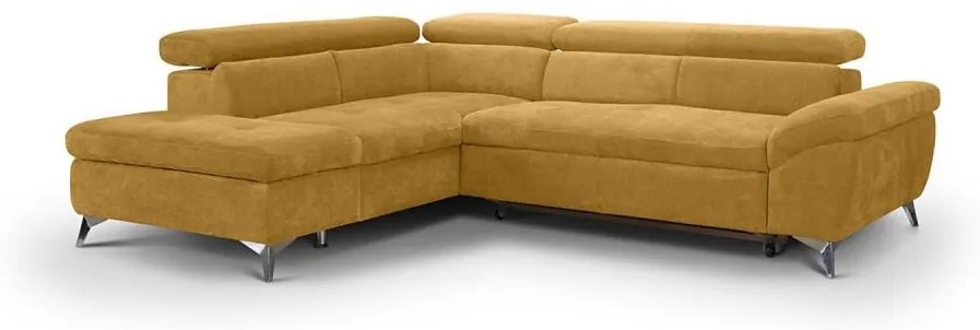 Canapea colțar extensibilă SALERNO, formă L, stânga, galbenă