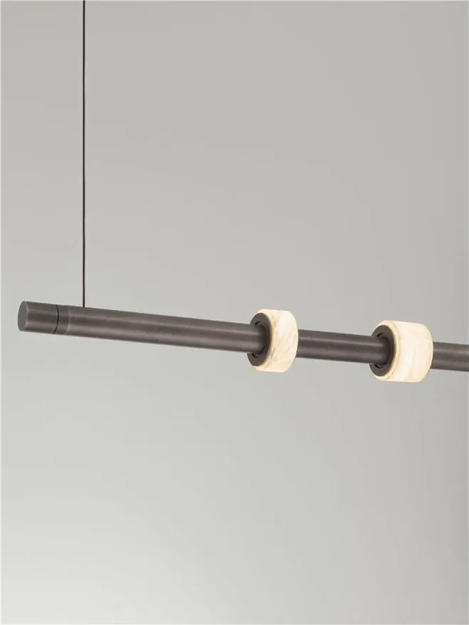 Lustra tub subtire aluminiu gri inchis si alabastru LED MARLOW