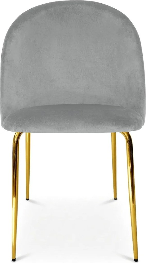 Scaun de dining INCA VELVET cu picioare aurii, gri deschis