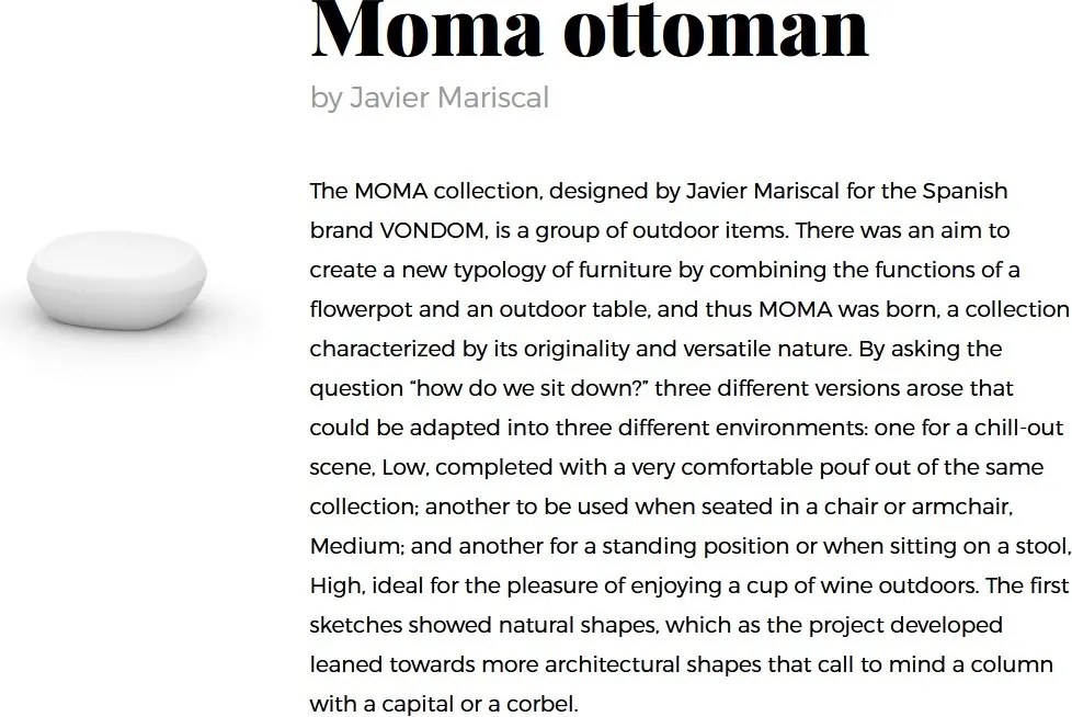 Taburete de exterior / interior design modern premium MOMA OTTOMAN 45080A Vondom