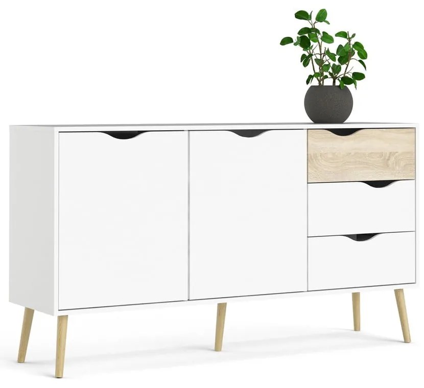Comodă albă 147x82x39 cm Oslo – Tvilum
