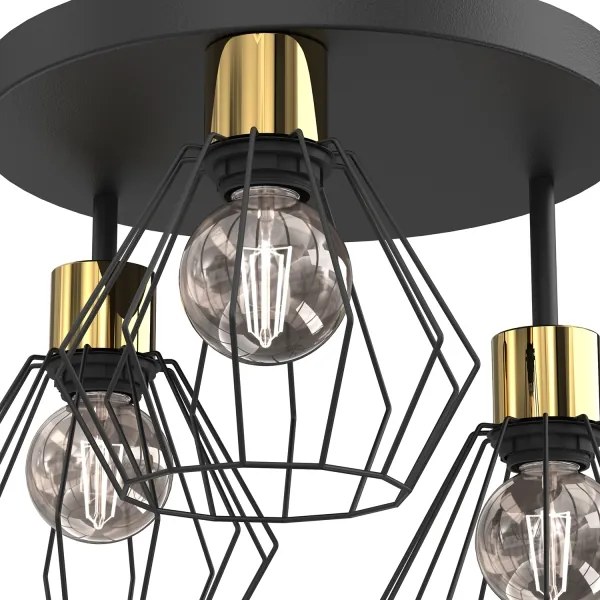 Plafonieră PARKLA 3xE27/15W/230V negru/auriu