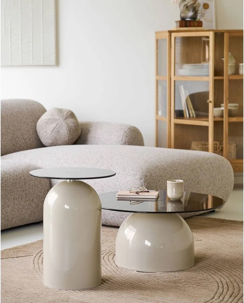 Măsuță auxiliară rotundă cu blat din sticlă ø 40 cm Ravello – House Nordic