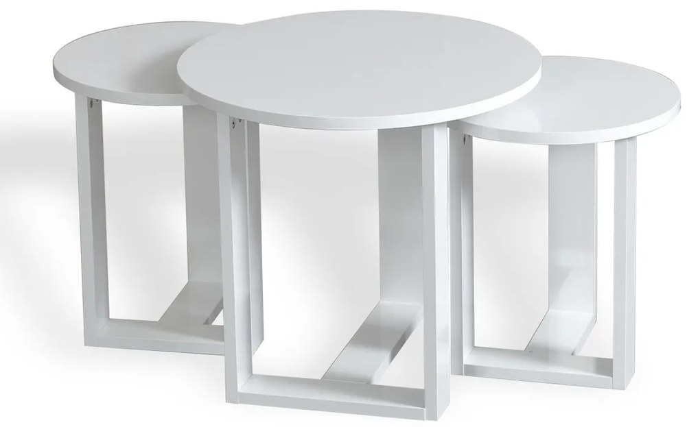Masă pliantă Mira White, 3 buc