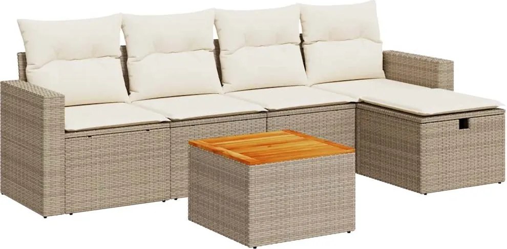 vidaXL Set canapele de grădină cu perne, 6 piese, bej, poliratan