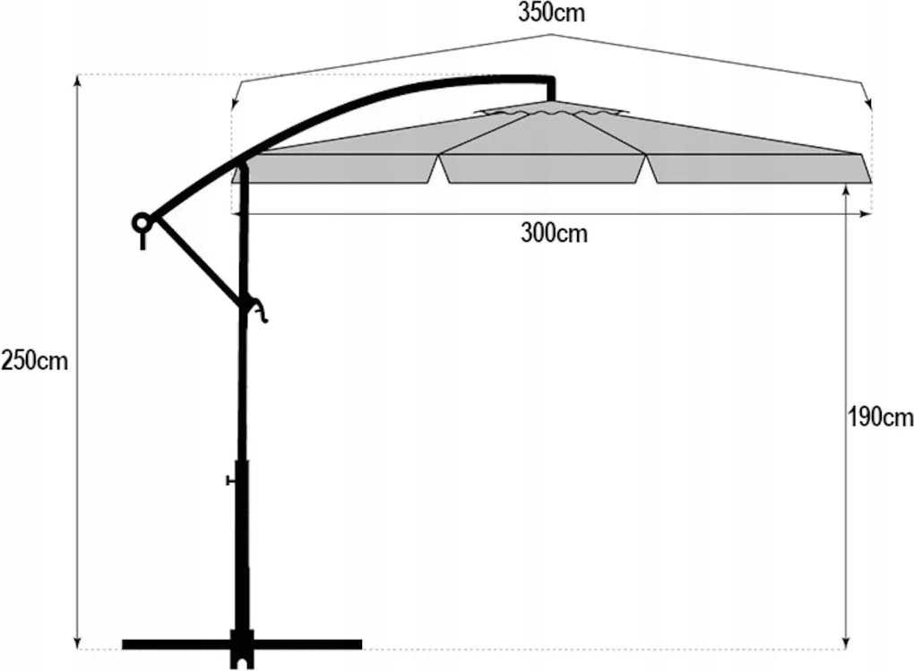 Umbrela de soare pliabila pentru gradina ARCADIA 300 cm, gri