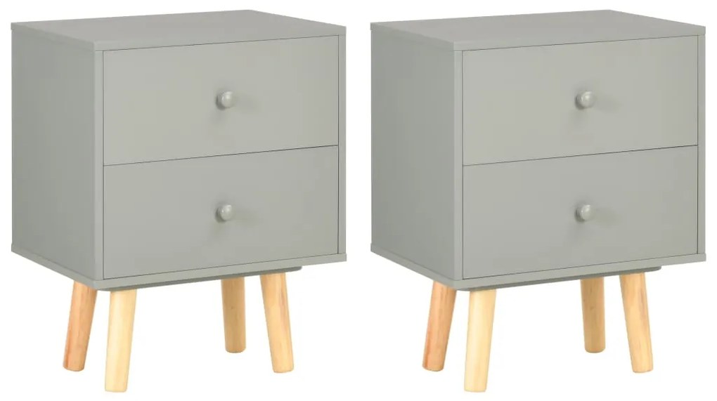 vidaXL Noptiere, 2 buc., gri, 40 x 30 x 50 cm, lemn masiv de pin