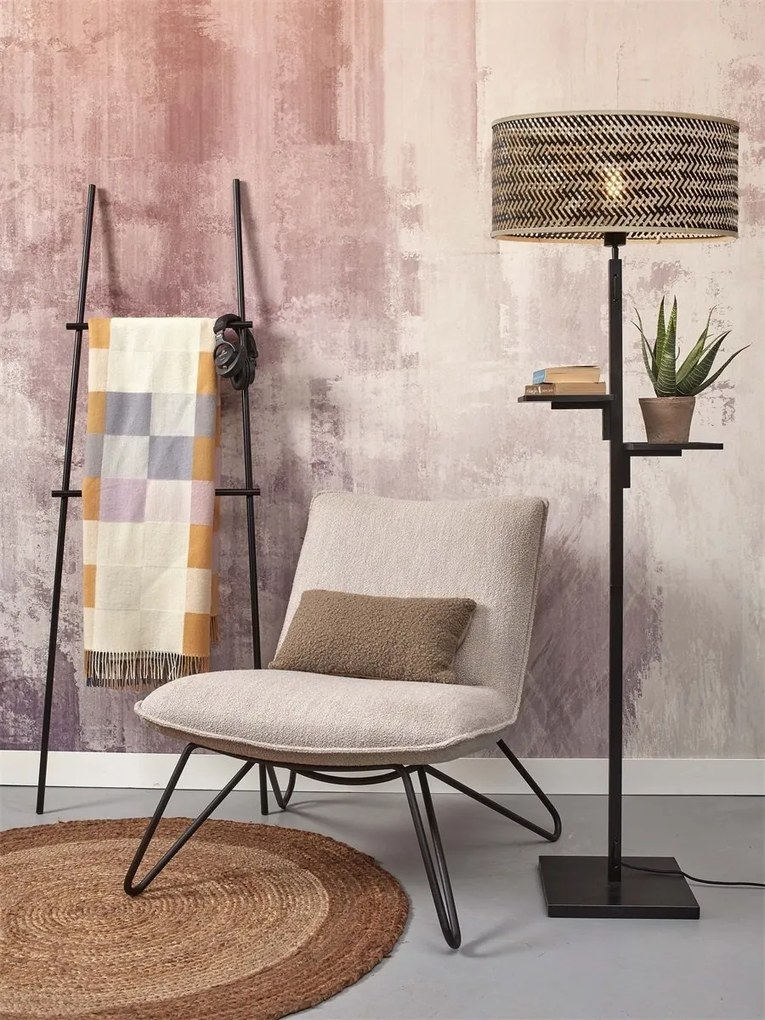 Lampadar eco din bambus cu polita Java black/50x22, bl/nat