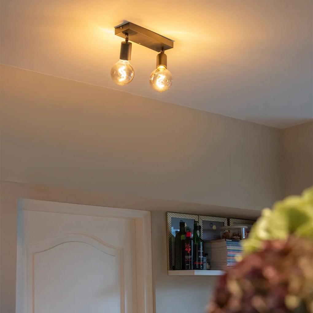 Spot modern negru dreptunghiular cu 2 lumini - Facil