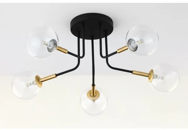 Lustră pe tijă Jupiter 2040 BURANO 5xG9/10W/230V negru/auriu/transparent
