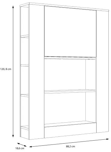 Etajera Multifunctional Alb, 88,2 x 120,8 x 18,6 (62,2) Cm