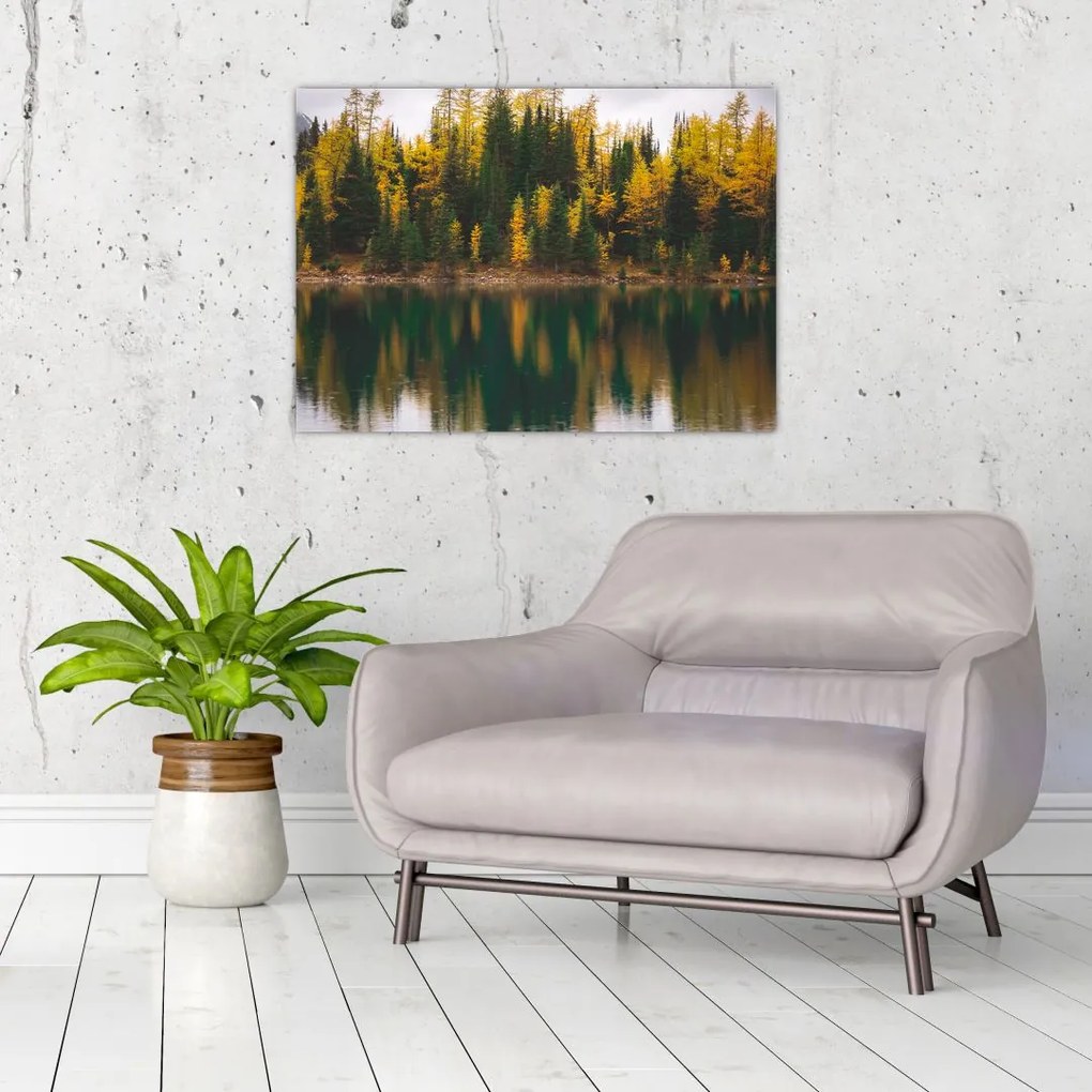 Tablou cu lac de pădure (70x50 cm)