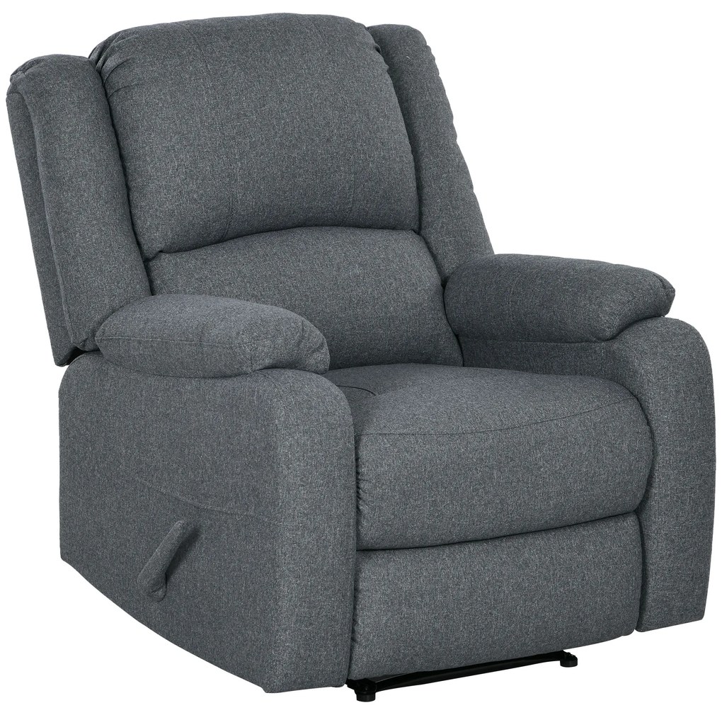 HOMCOM Fotoliu de relaxare, funcție de culcare și suport de picioare, reglabil, până la 150 kg, cadru din oțel, 90 x 96 x 98 cm, Gri | Aosom Romania