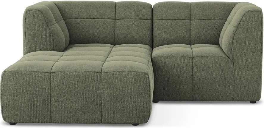 Colțar verde cu tapițerie din țesătură bouclé (cu colț pe partea stângă/cu șezlong) Aloha – Makamii