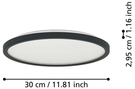Plafonieră LED RGBW dimabilă de exterior Eglo 901463 ROVITO-Z 13,9W/230V d. 30 cm IP44 negru