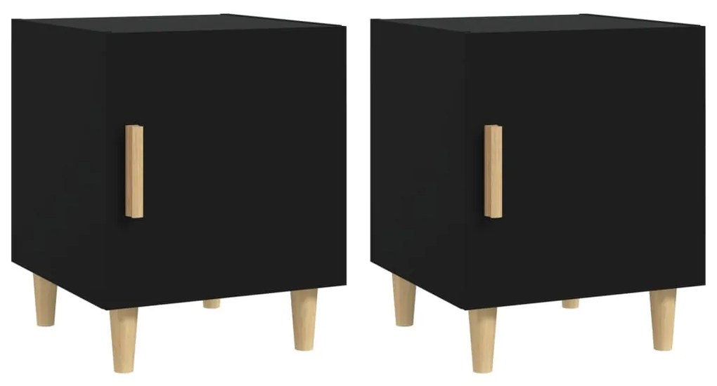 812045 vidaXL Noptiere, 2 buc., negru, lemn prelucrat