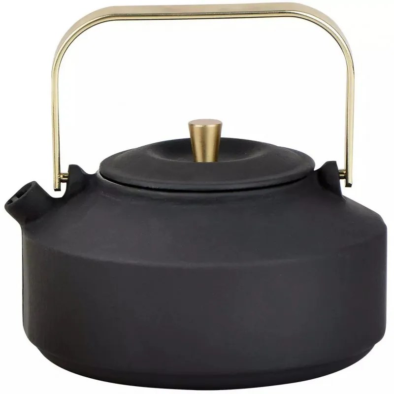 Ceainic din fonta cu infuzor Kinghoff KH 1935, 1 l, Interior emailat, Inductie, Negru