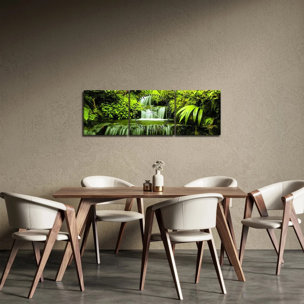 Tablou - Cascade indoneziene (cu ceas) (90x30 cm)