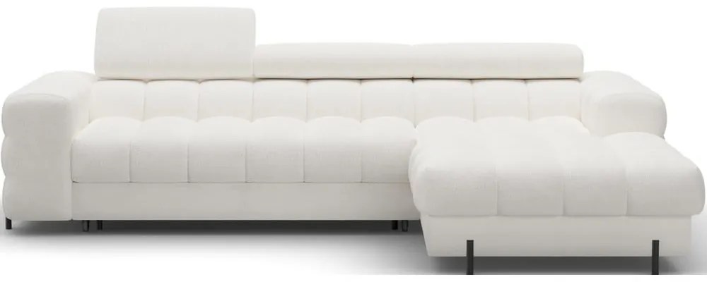 Colțar crem extensibil/cu spațiu de depozitare cu tapițerie din țesătură bouclé (cu colț pe partea dreaptă/cu șezlong) Felro – ELTAP