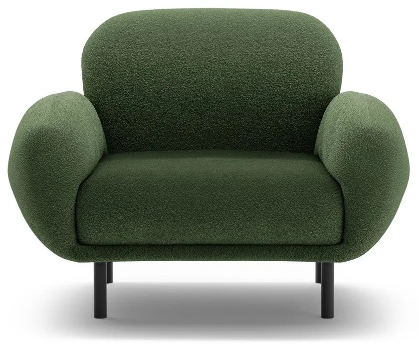 Fotoliu verde cu tapițerie din țesătură bouclé Poppy – Micadoni