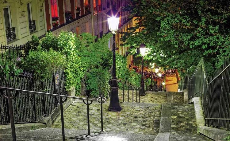 Paris City Street Night Fototapet, (416 x 254 cm)