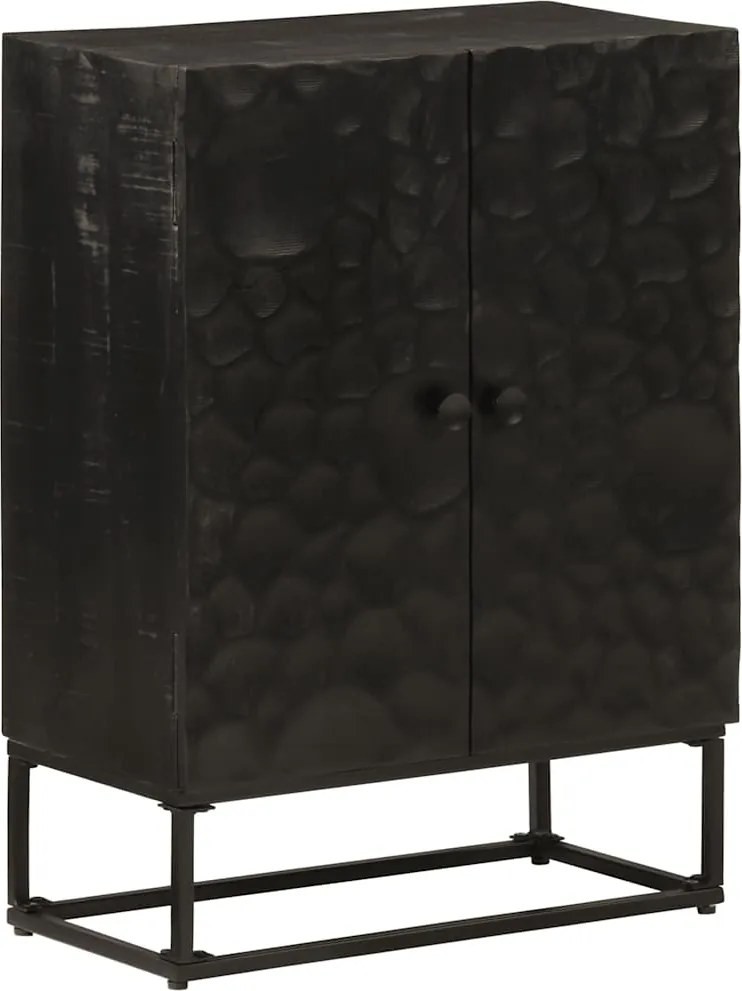 vidaXL Servantă, neagră, 55x30x76 cm, lemn masiv de mango și fier