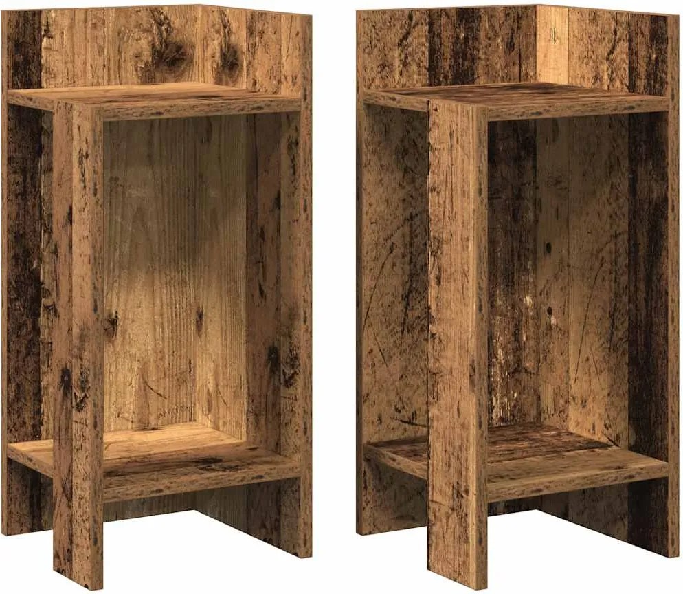 vidaXL Mese laterale 2 buc cu raft lemn vechi 25,5x27x60 cm