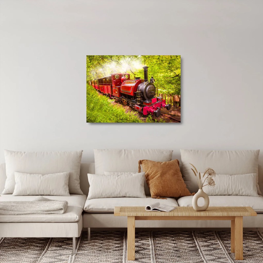 Tablou pe sticlă - Tren cu aburi (70x50 cm)