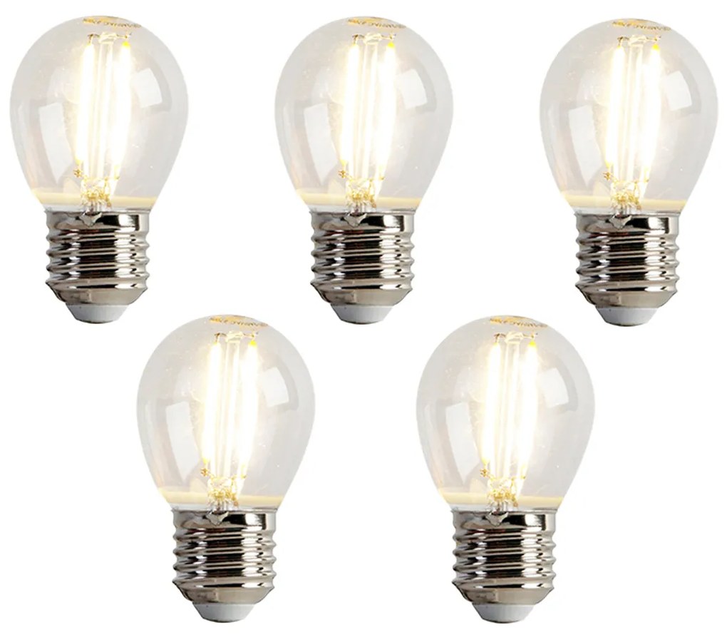 Set de 5 becuri LED E27 P45 transparente 2W 200lm 2700K