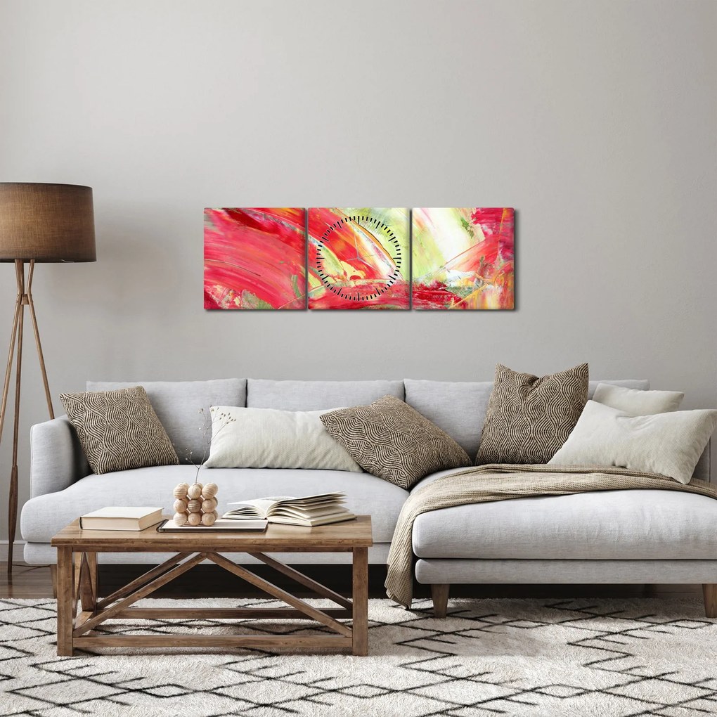 Tablou cu abstracție - pictura (cu ceas) (90x30 cm)