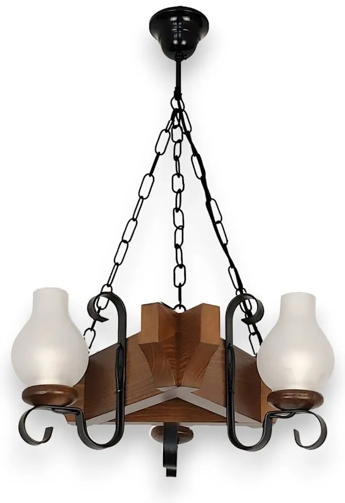 Candelabru rustic fabricat manual din lemn dim.40x40cm, 3 brate Queen WOOD-QU-SP3