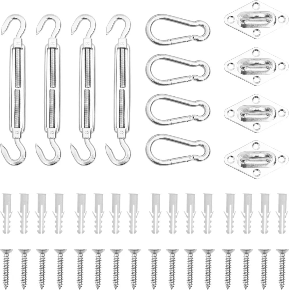 vidaXL Set accesorii parasolar din oțel inoxidabil, 12 piese