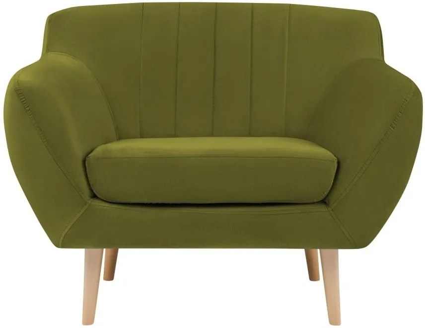 Fotoliu cu picioare de culoare deschisă Mazzini Sofas Sardaigne, verde