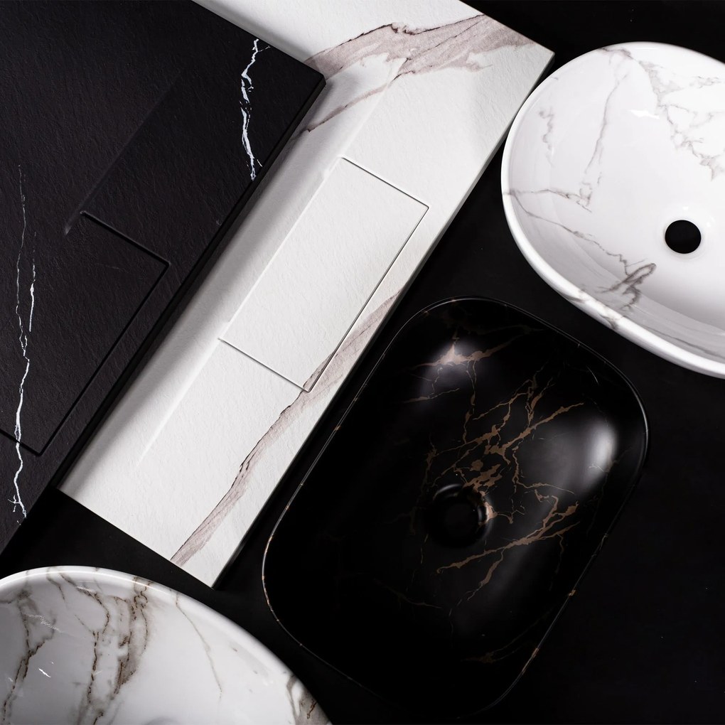 Lavoar pe blat Rea Sofia in Gold marble black