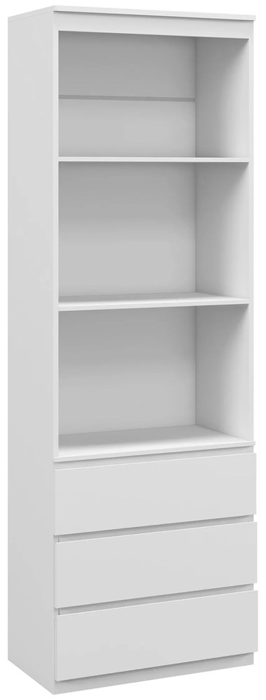 HOMCOM Bibliotecă înaltă de 180 cm cu 3 rafturi și 3 sertare 60 x 35 x 180 cm din lemn alb | Aosom Romania