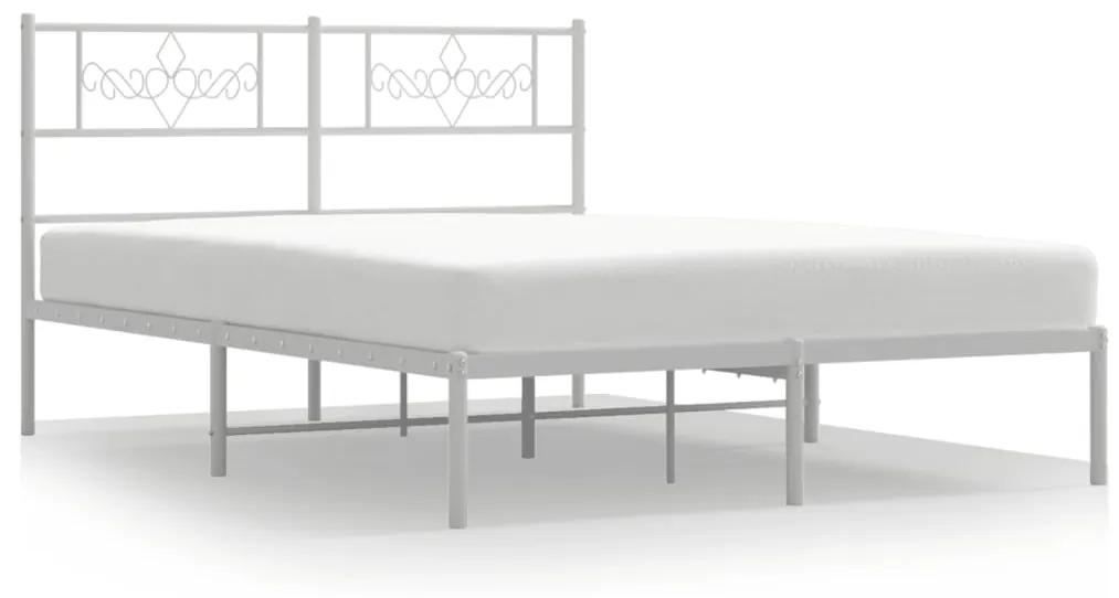 355313 vidaXL Cadru de pat metalic cu tăblie, alb, 120x190 cm