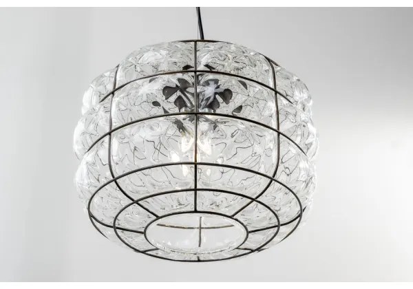 Lustră pe cablu SIRU TERRA 1xE27/60W/230V negru/transparent sticlă venețiană