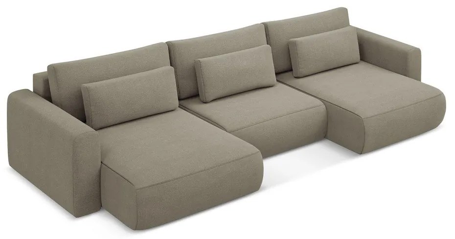 Colțar maro deschis extensibil/cu spațiu de depozitare (în formă de "U") Kapua – Makamii